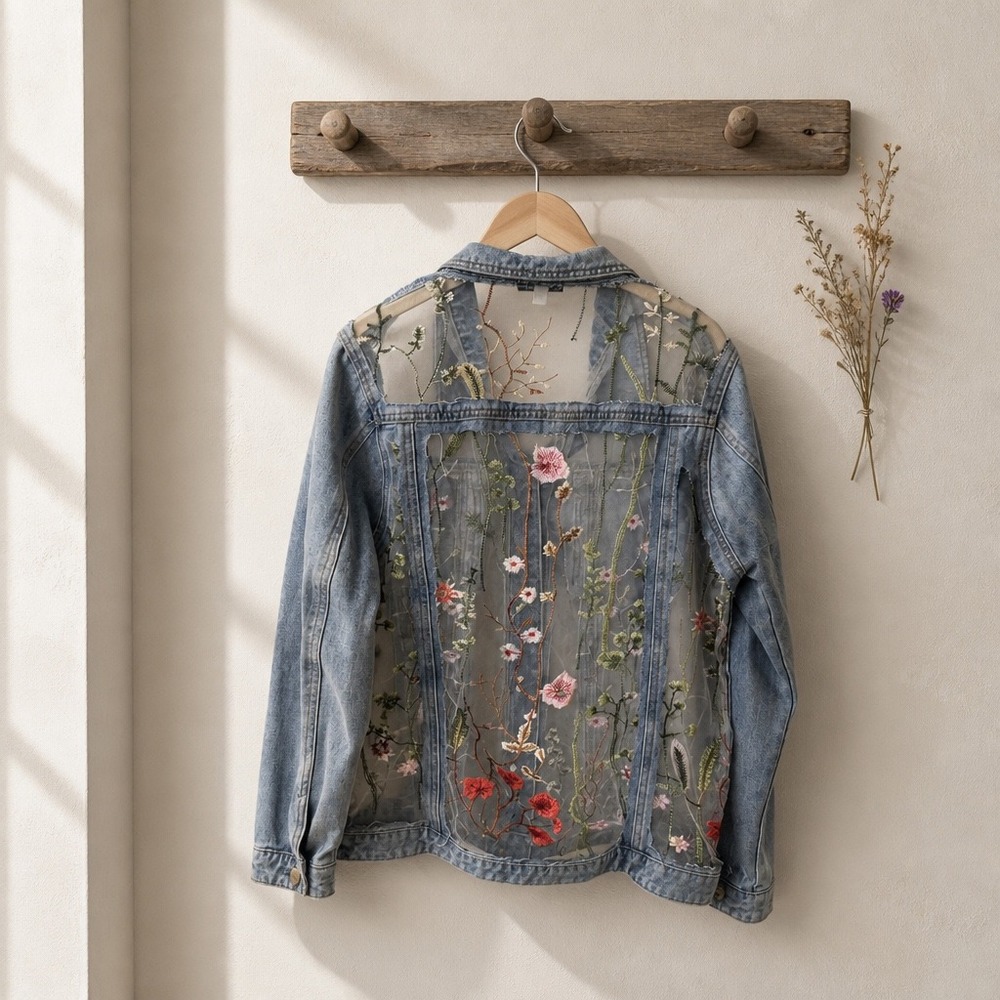Davi & Dani SUMMER Denim jacket size Large NWOT - Picture 2 of 9